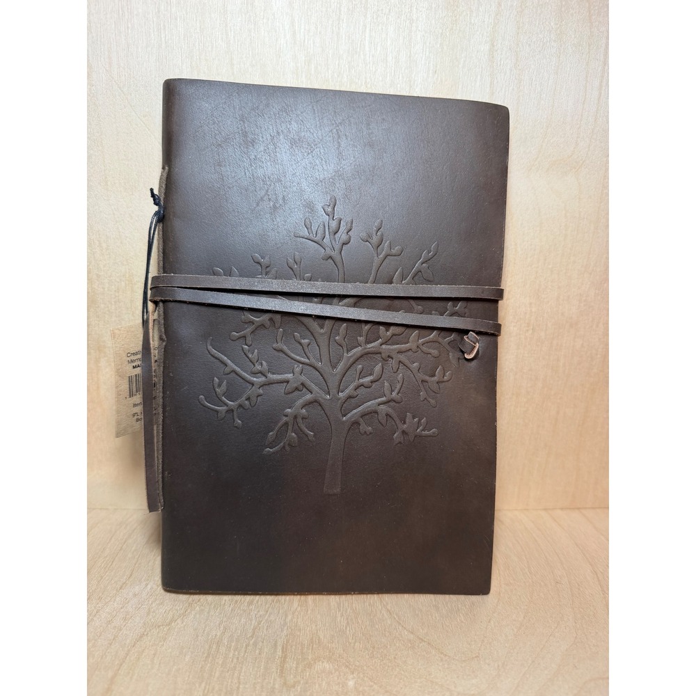 Creative Co-op Tree of Life Brown Leather Bound Journal Notebook 8x6 DF6108